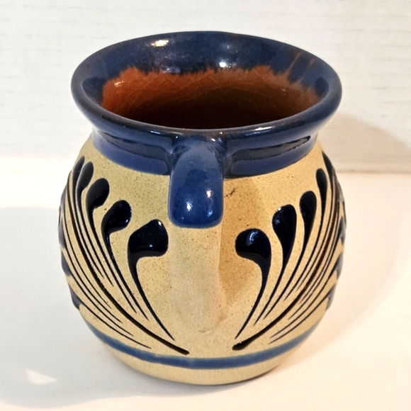 🌺 Mexican Art Red Clay Pottery Coffee Cup Hand Painted Butterfly Themed - Picture 5 of 7